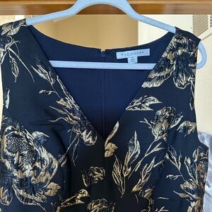Kay Unger Navy and Gold Floral Dress